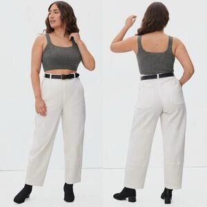 Everlane The Wool Blend Ribbed Crop Top Dark Gray Women Small NWT Stretch